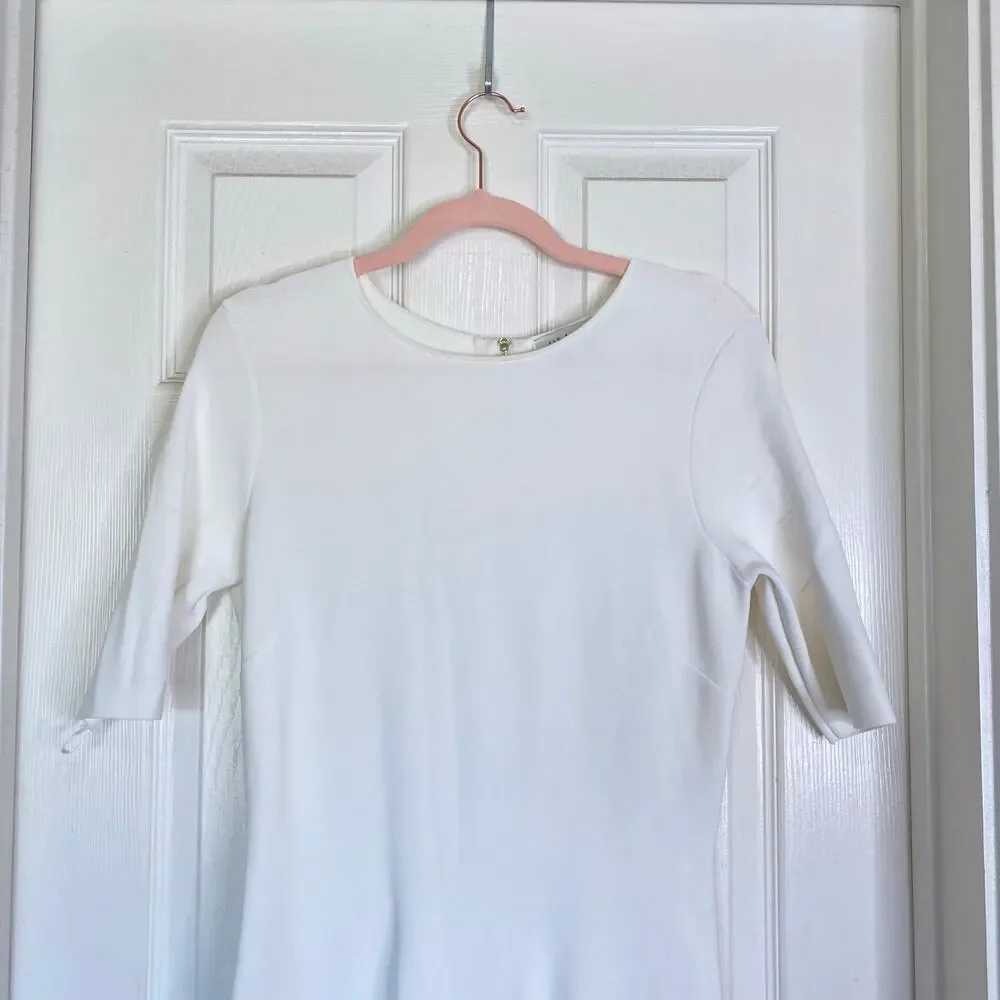 TED BAKER Pleated Hem Knitted Bodycon Mini Dress Ivory White Mini TB Size 3 US 8 - Picture 3 of 9
